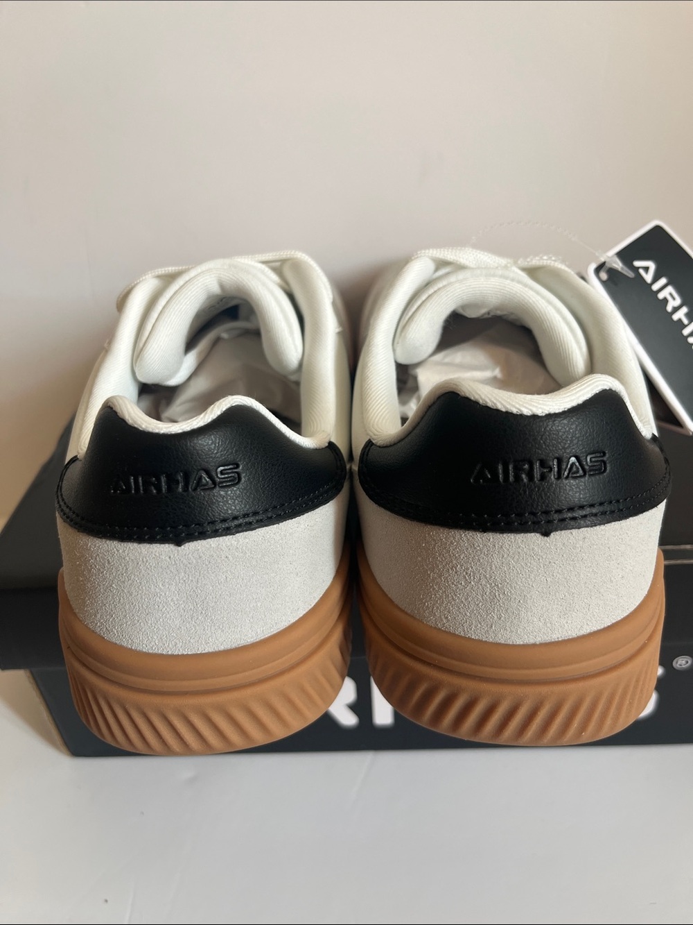 AIRHAS Retro Stripe Platform Sneakers White Black Gum Sole Women’s - Picture 15 of 15
